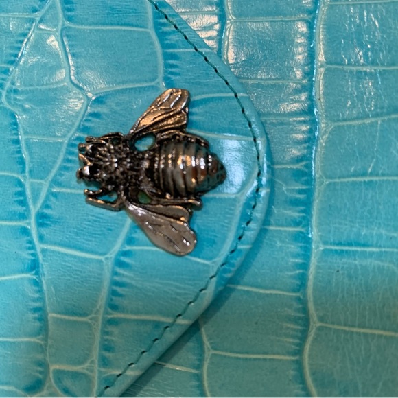 Karen callan designs small clutch or photo book. Teal leather magnetic closure - Picture 4 of 8